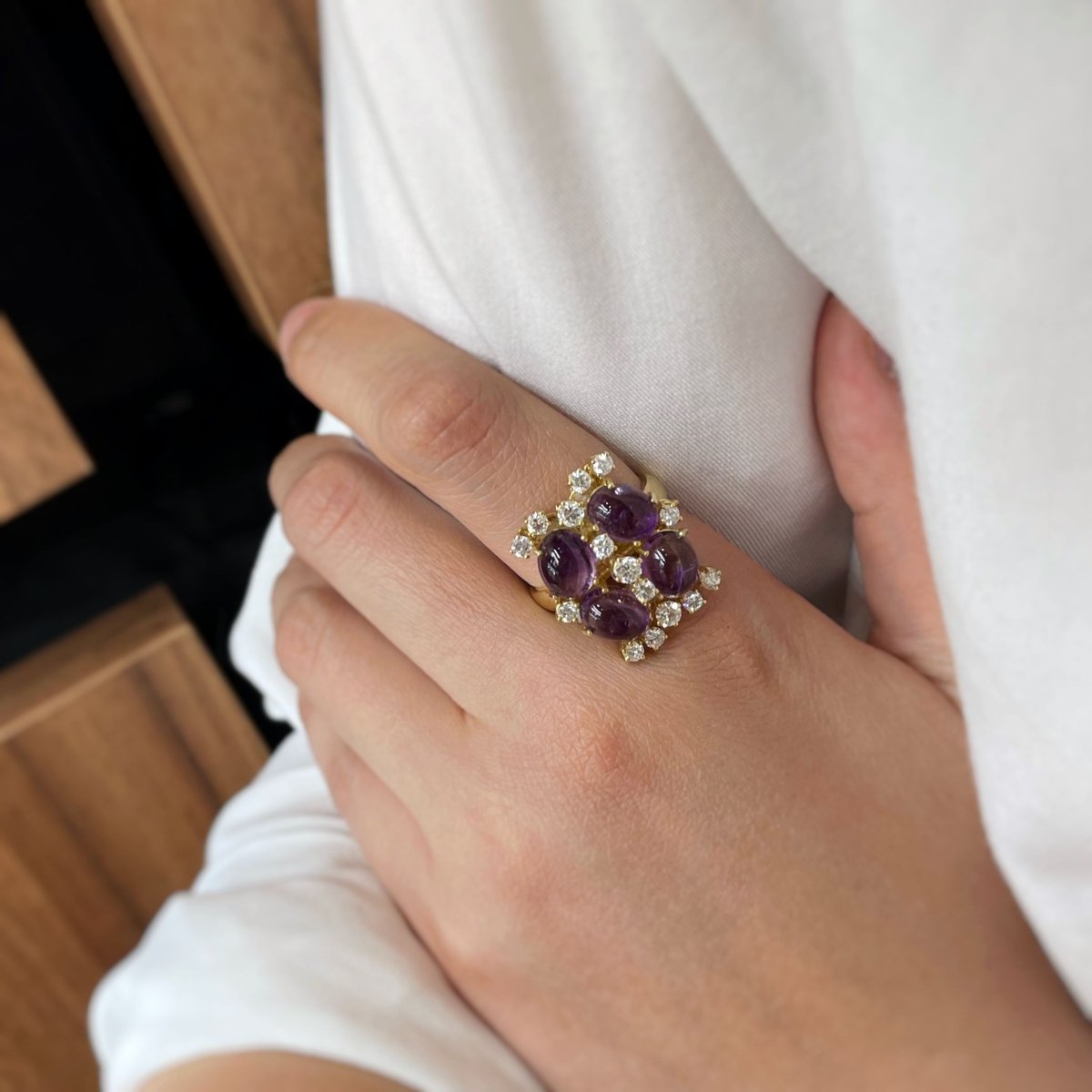 Bague - Or, améthystes et diamants - Castafiore