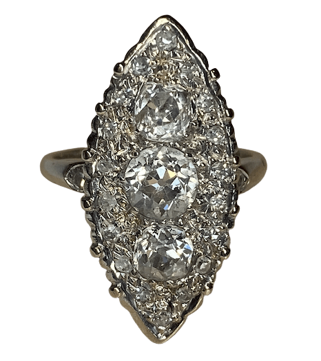 BAGUE OR BLANC 18K MARQUISE (T.48) - Castafiore