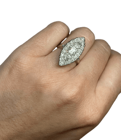 BAGUE OR BLANC 18K MARQUISE (T.48) - Castafiore