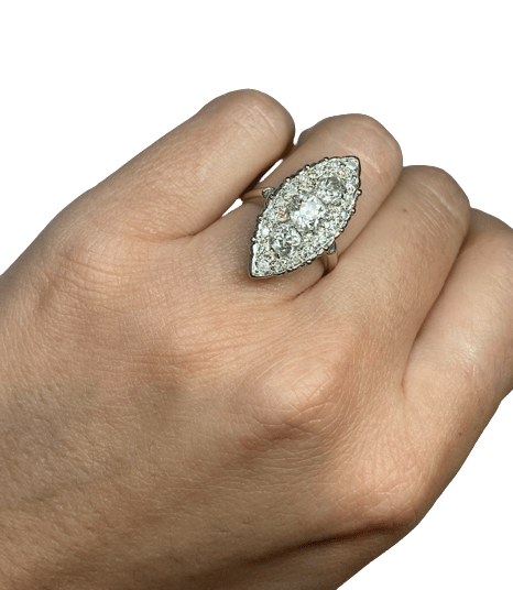 BAGUE OR BLANC 18K MARQUISE (T.48) - Castafiore