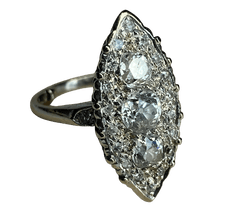 BAGUE OR BLANC 18K MARQUISE (T.48) - Castafiore