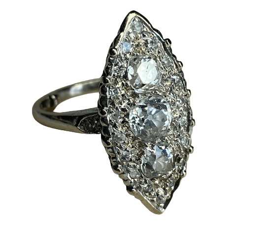 BAGUE OR BLANC 18K MARQUISE (T.48) - Castafiore