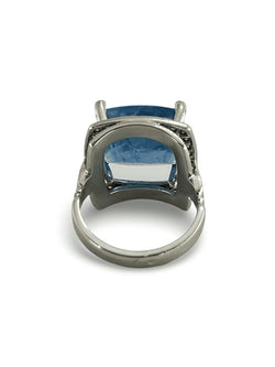 Bague or blanc Aigue - marine 11,12 ct et diamants - Castafiore