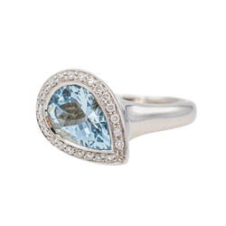 Bague Or blanc Aigue Marine - Castafiore