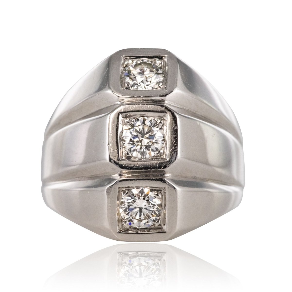 Bague or blanc diamants moderniste - Castafiore