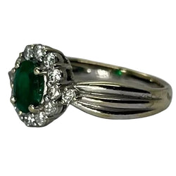 Bague or blanc emeraude 0,30 ct et diamants 1 ct - Castafiore