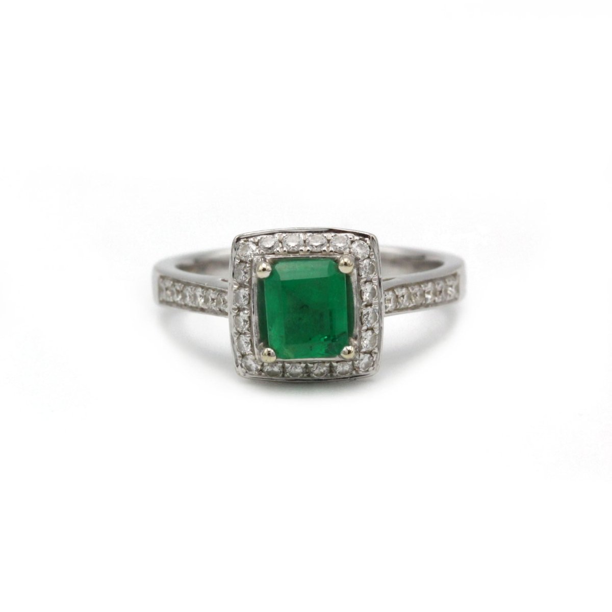 Bague - Or blanc, Emeraude et Diamants - Castafiore