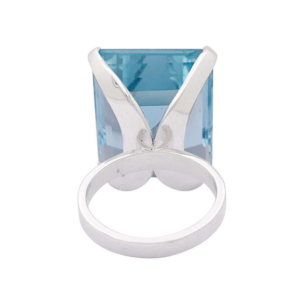 Bague or blanc et aigue - marine - Castafiore