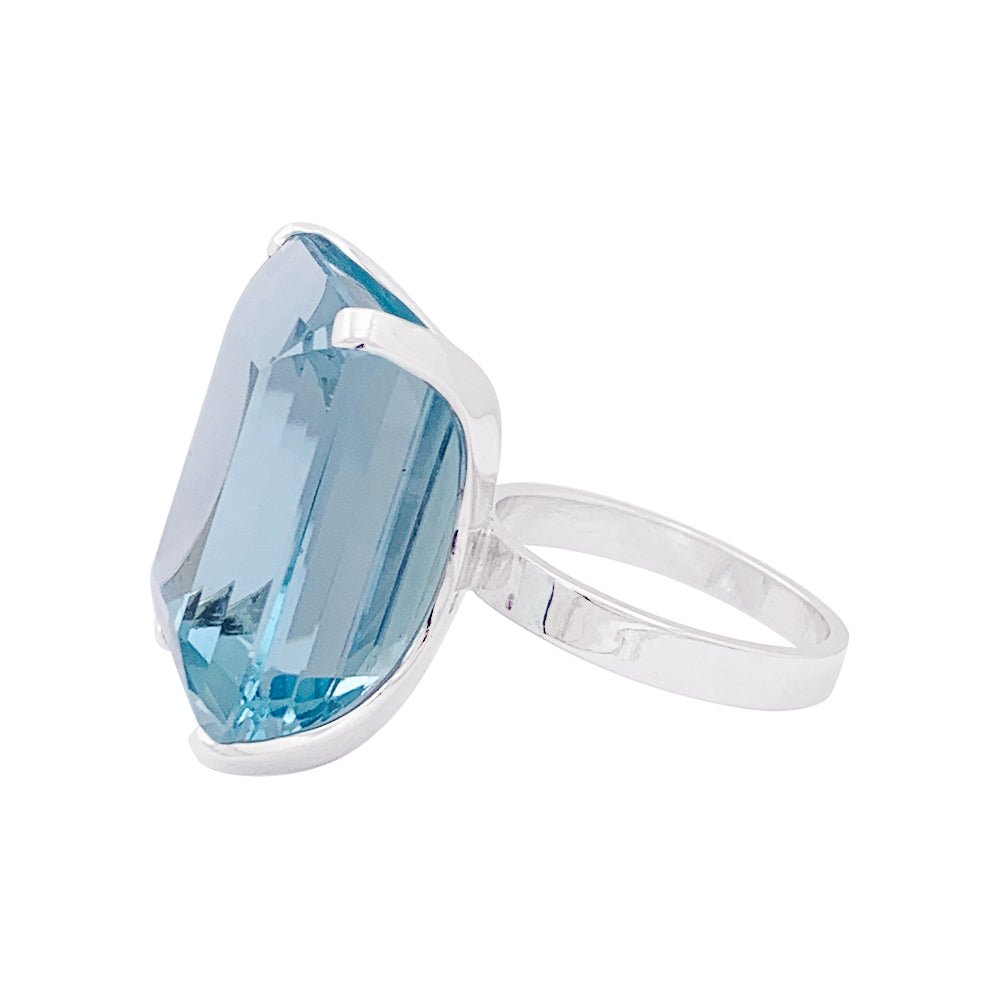 Bague or blanc et aigue - marine - Castafiore