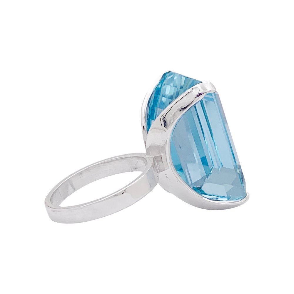 Bague or blanc et aigue - marine - Castafiore