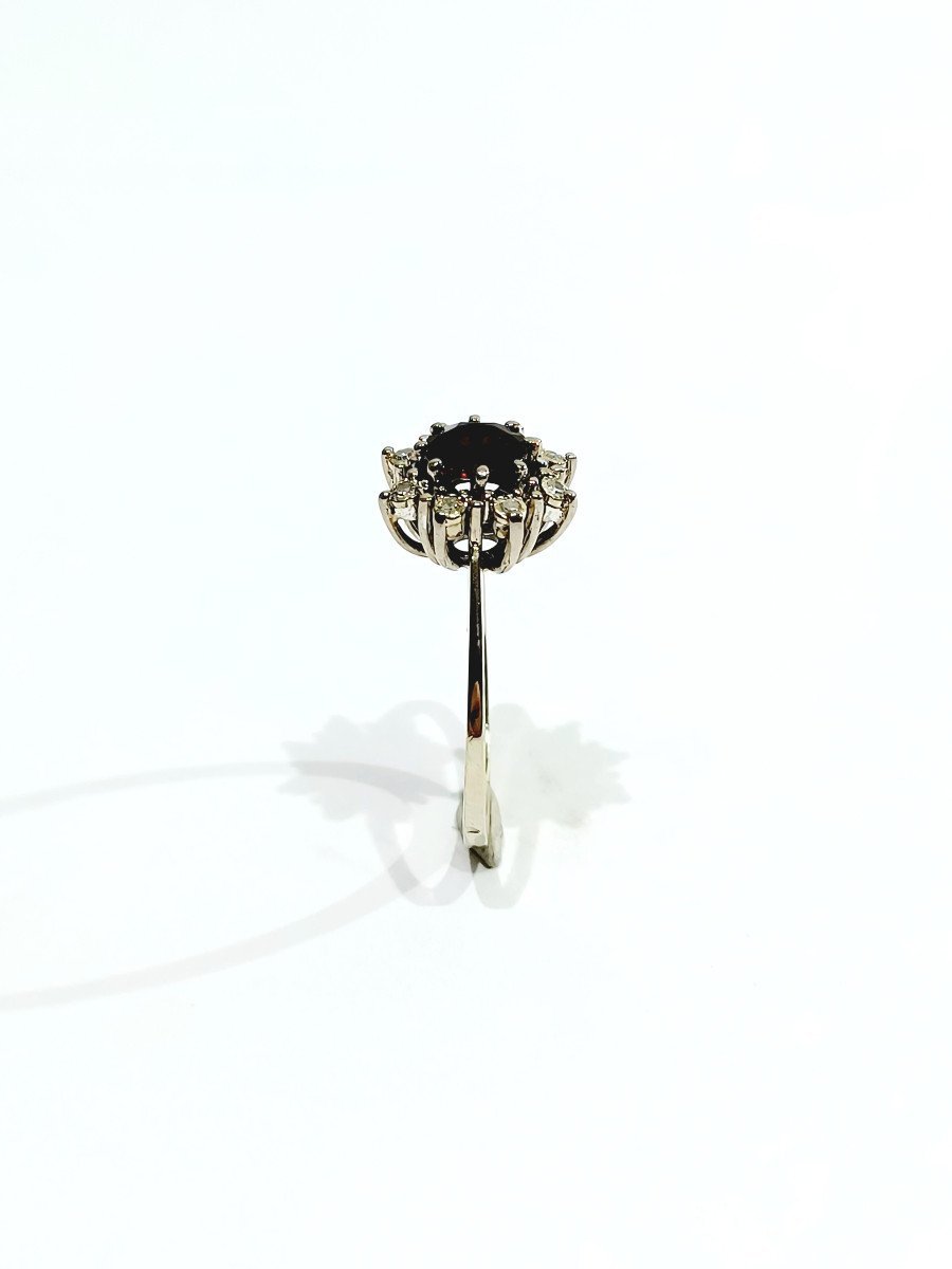 Bague Or Blanc Grenat Et Diamants - Castafiore