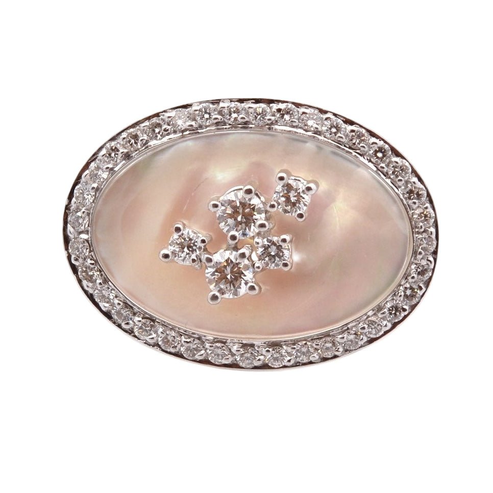 Bague or blanc, nacre, et diamants - Castafiore
