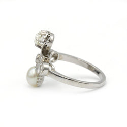 Bague - Or blanc, perles et diamants - Castafiore