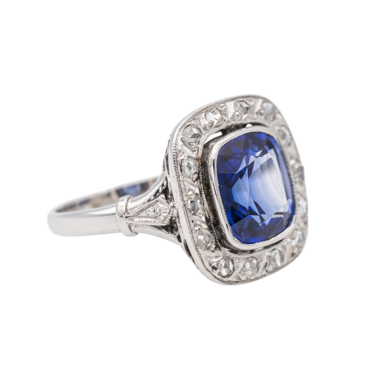 Bague Or blanc Saphir - Castafiore