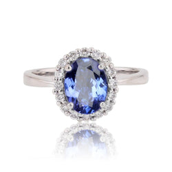 Bague or blanc tanzanite diamants - Castafiore