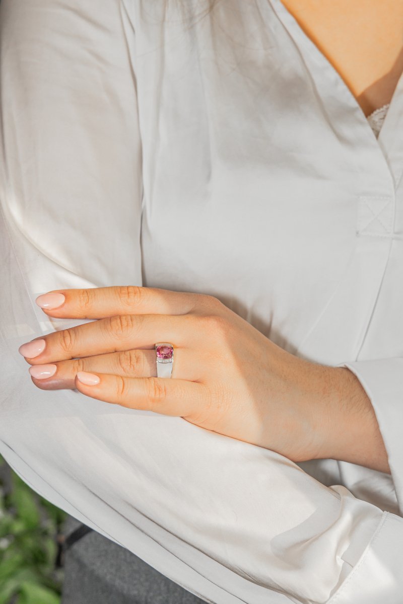 Bague Or blanc Tourmaline - Castafiore