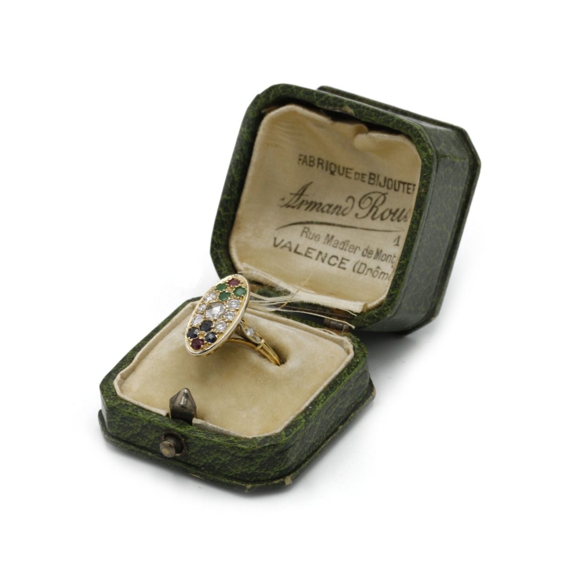 Bague - Or, diamants, émeraudes, saphirs et rubis. - Castafiore