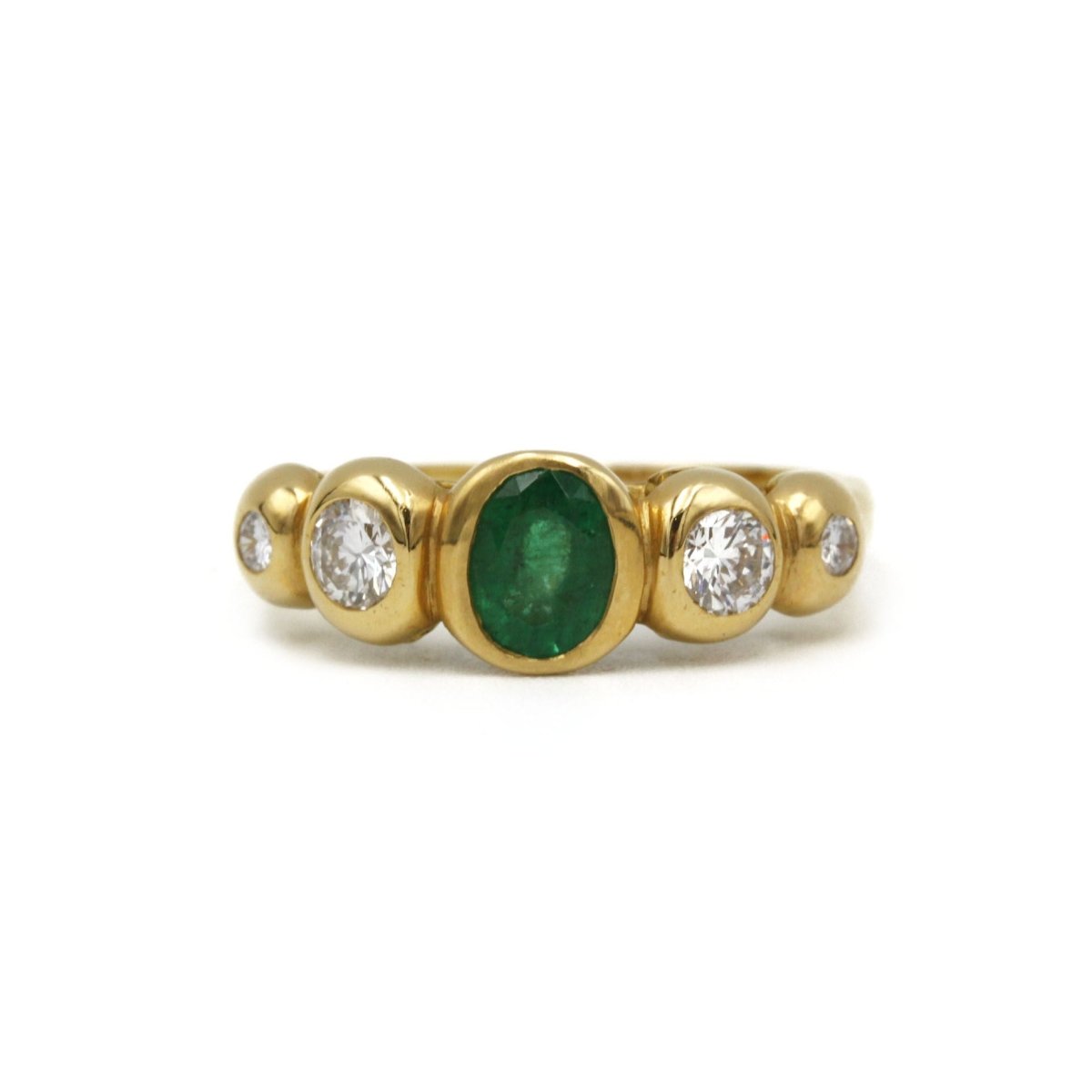 Bague - Or, Diamants Et Emeraude - Castafiore