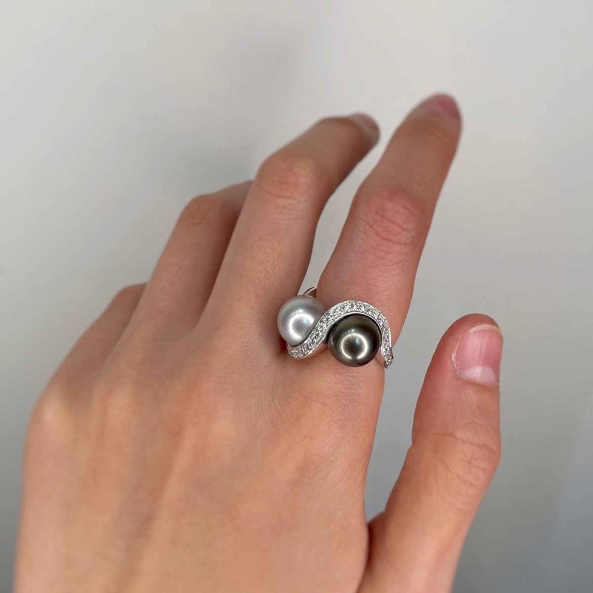 Bague - Or, Diamants et Perles