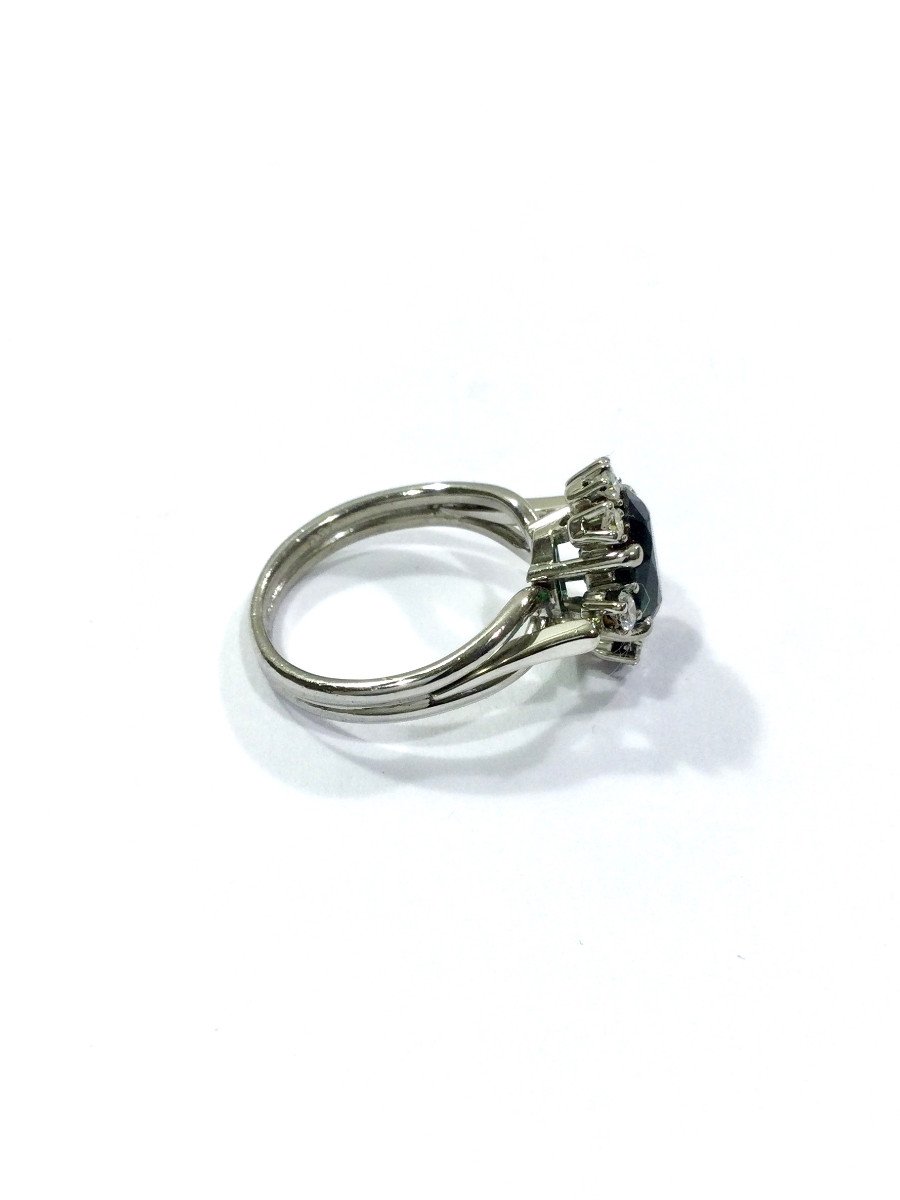 Bague Or, Diamants Et Pierre Verte Synthétique - Castafiore