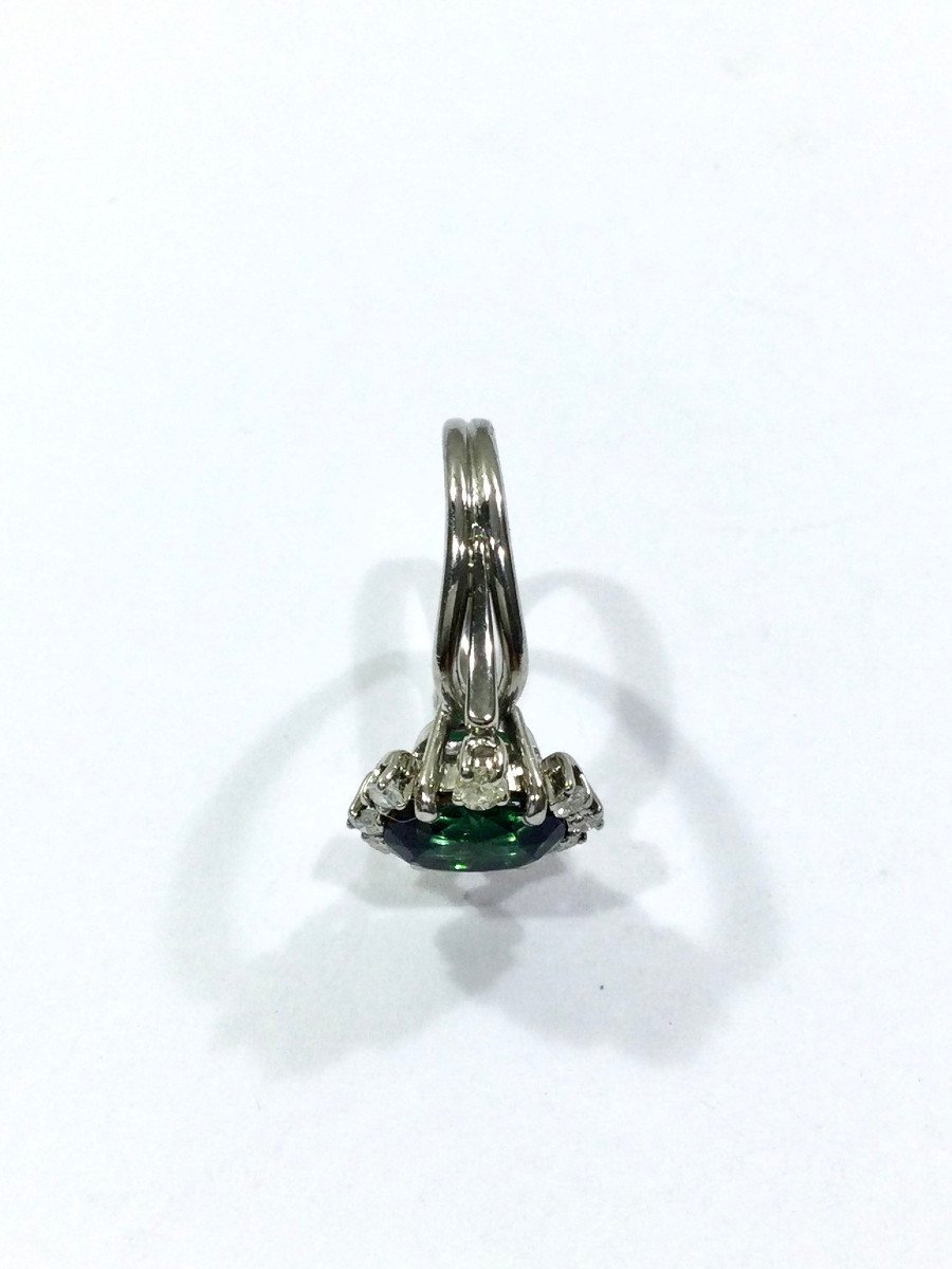 Bague Or, Diamants Et Pierre Verte Synthétique - Castafiore