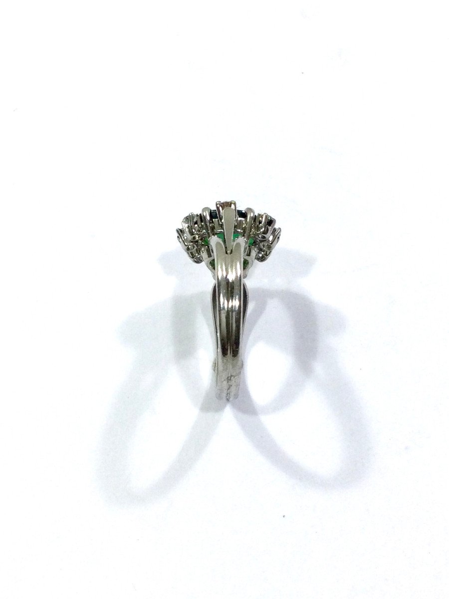 Bague Or, Diamants Et Pierre Verte Synthétique - Castafiore