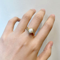 Bague - Or. Diamants & Perle - Castafiore