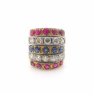 Bague or diamants rubis & saphirs - Castafiore