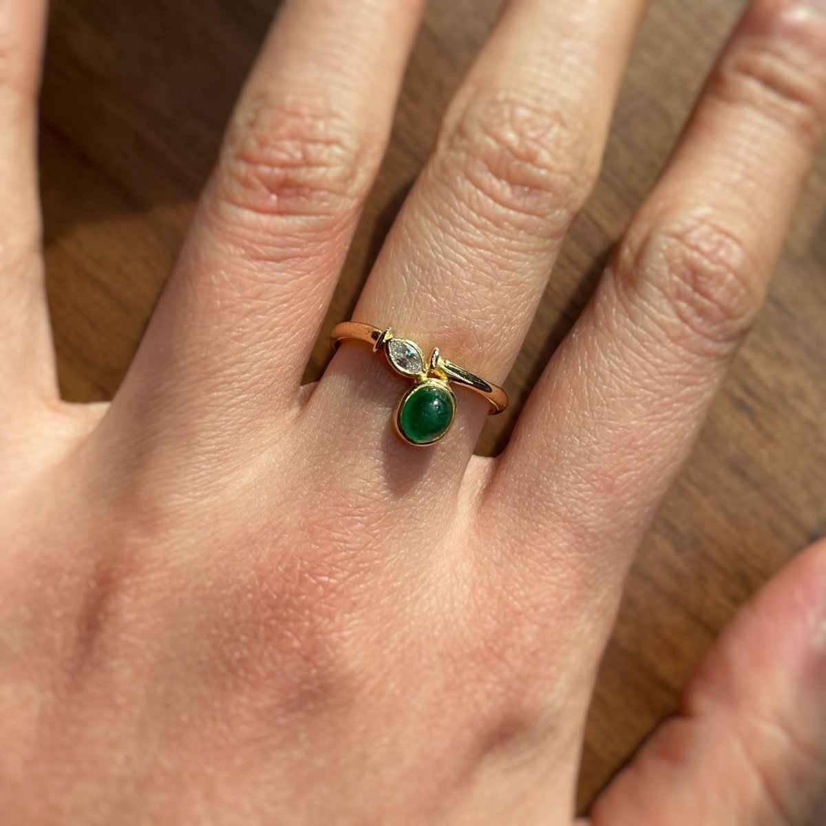 Bague - Or, Emeraude & Diamant - Castafiore