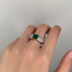 Bague - Or, Emeraude Et Diamants