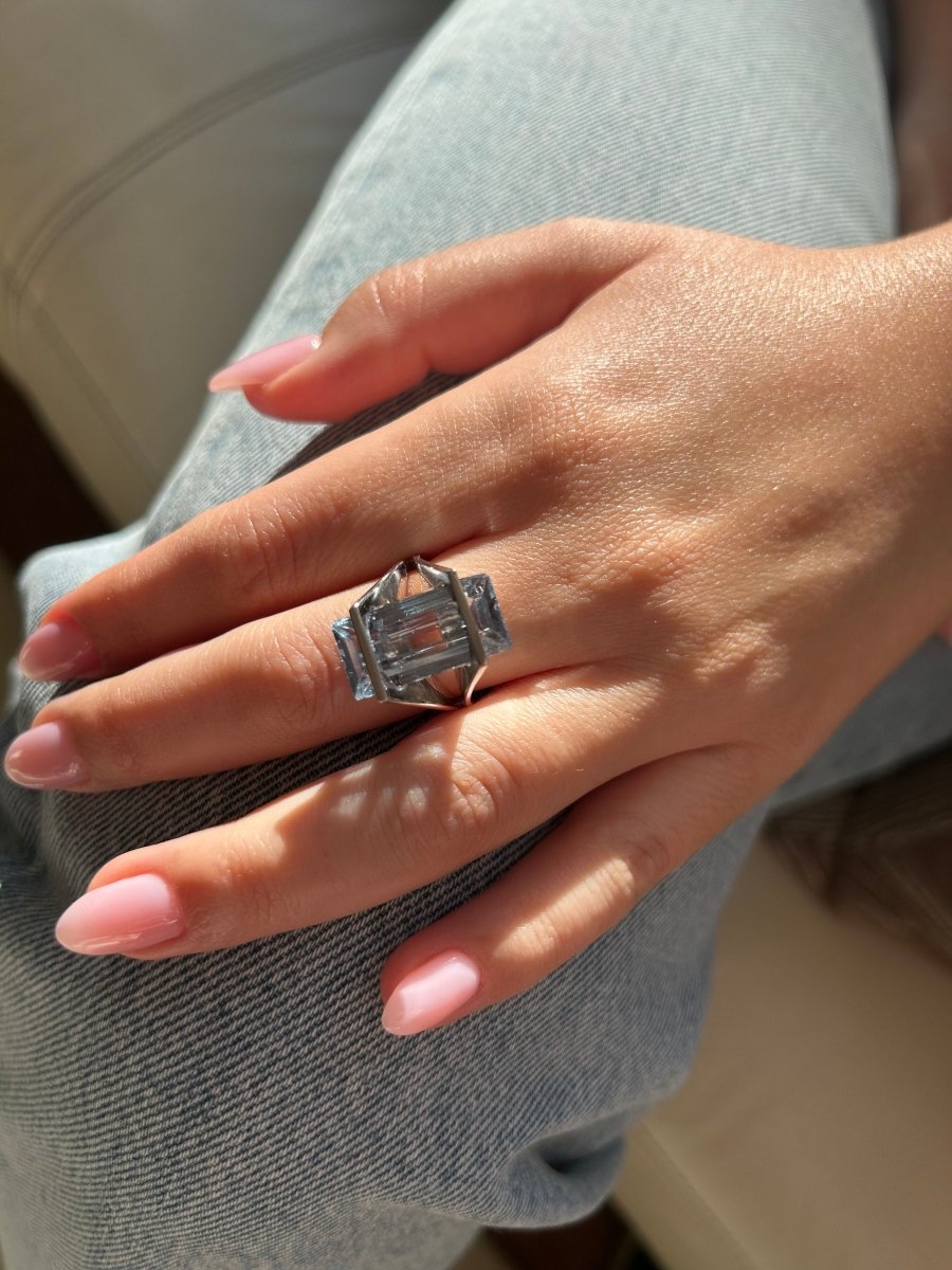 Bague - Or et Aigue - Marine - Castafiore