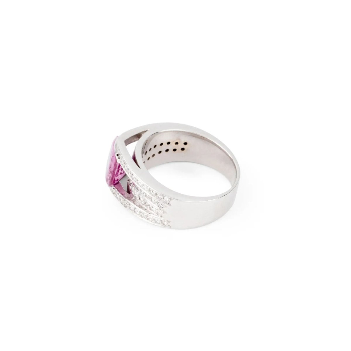 Bague or gris et saphir rose - Castafiore