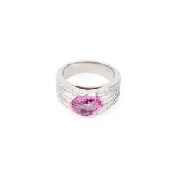Bague or gris et saphir rose - Castafiore