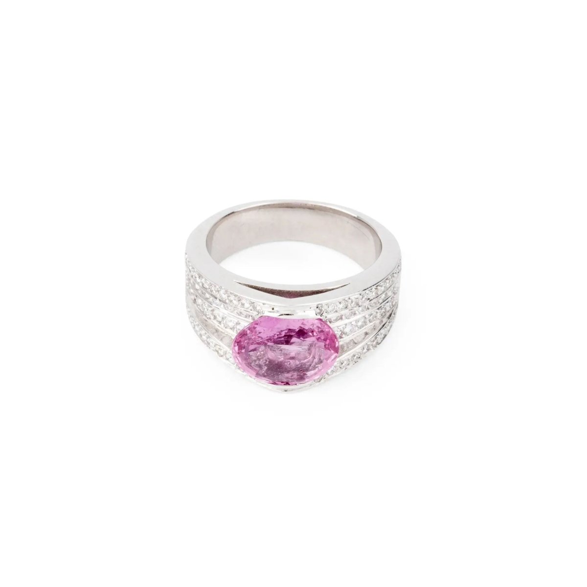 Bague or gris et saphir rose - Castafiore