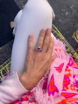 Bague or gris et saphir rose - Castafiore