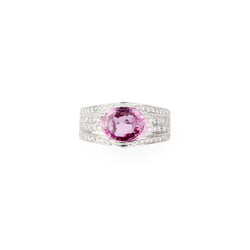 Bague or gris et saphir rose - Castafiore