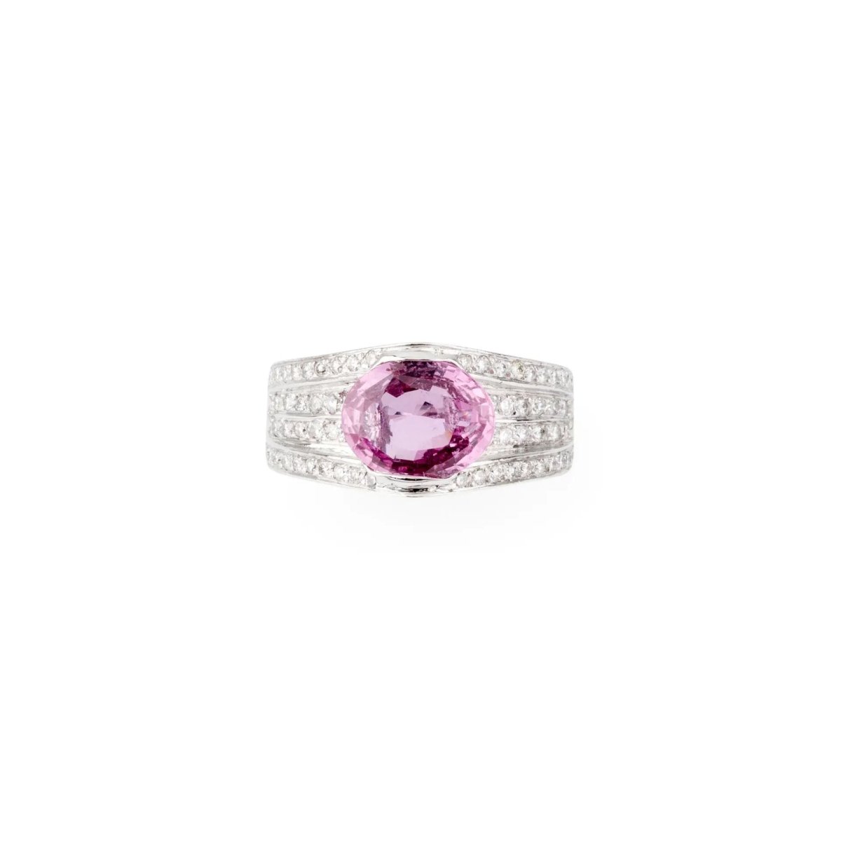 Bague or gris et saphir rose - Castafiore