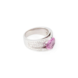 Bague or gris et saphir rose - Castafiore