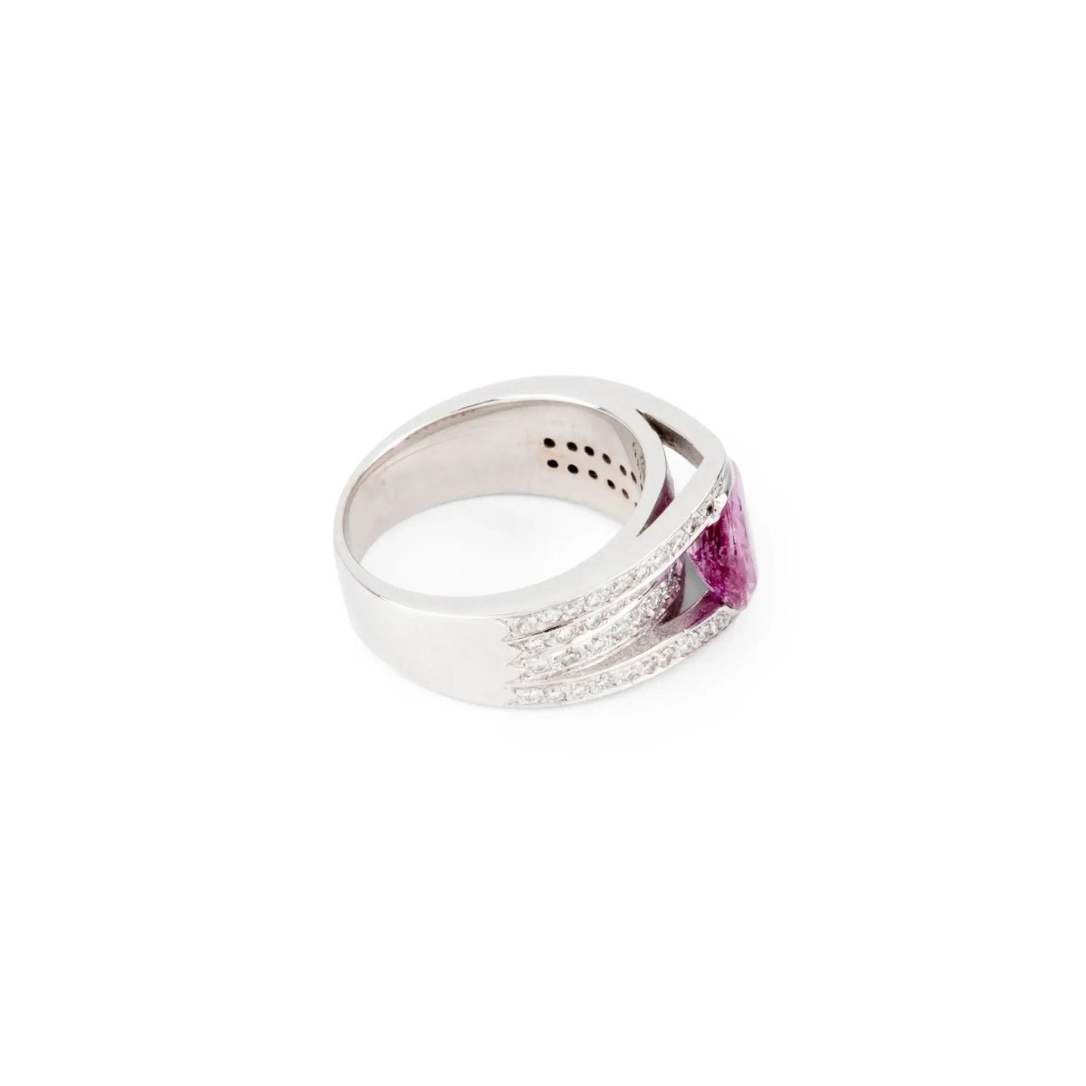 Bague or gris et saphir rose - Castafiore