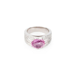 Bague or gris et saphir rose - Castafiore