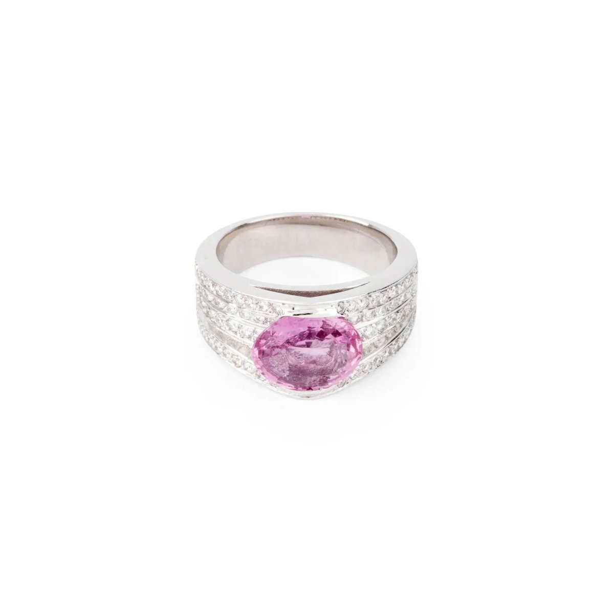 Bague or gris et saphir rose - Castafiore
