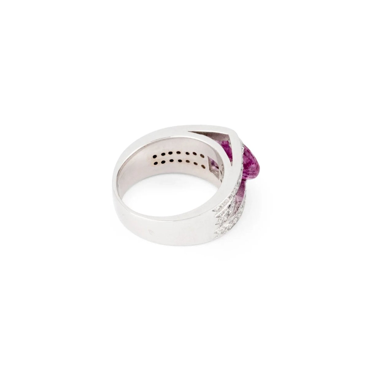 Bague or gris et saphir rose - Castafiore