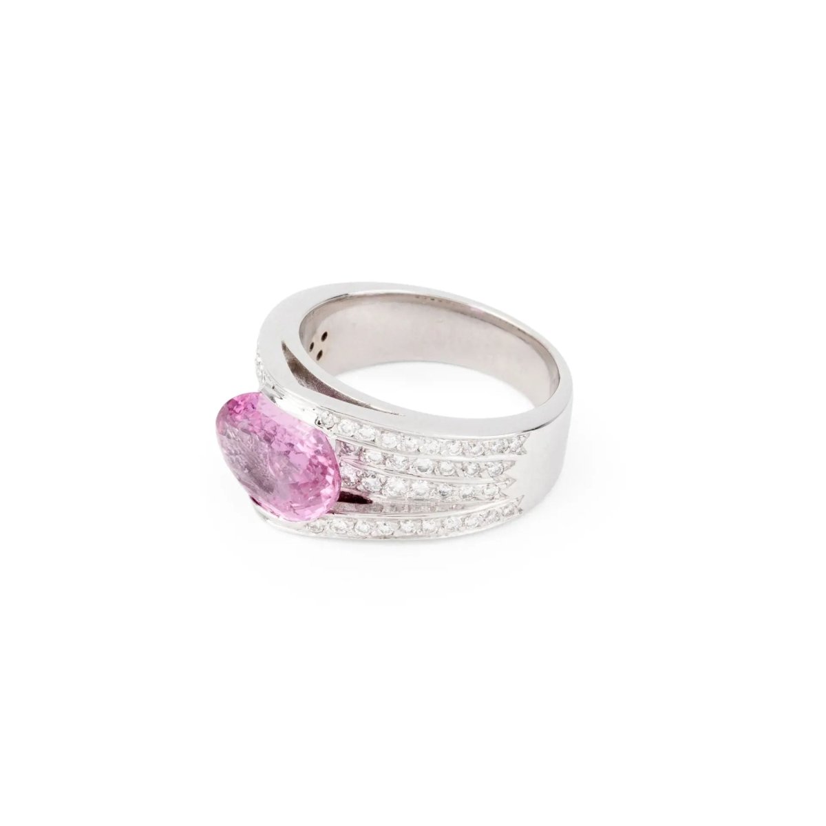 Bague or gris et saphir rose - Castafiore