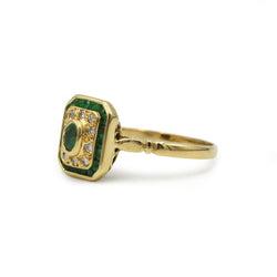 Bague or jaune 750 diamants et émeraudes - Castafiore