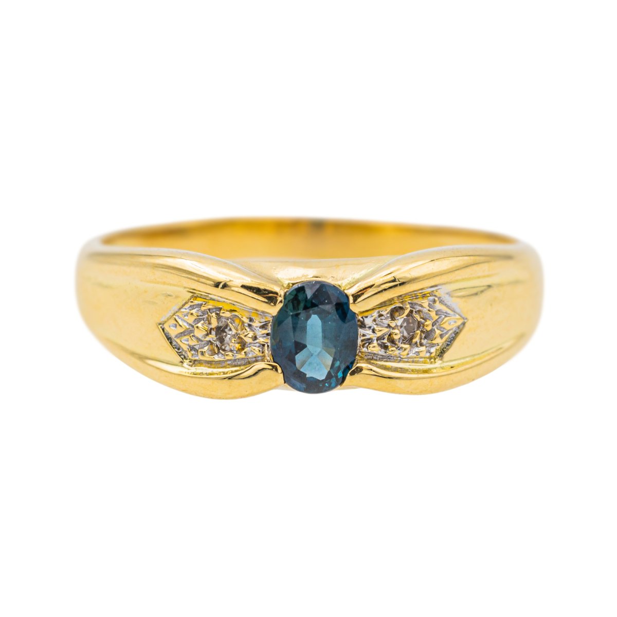 Bague Or Jaune avec Saphir et Diamants - Castafiore