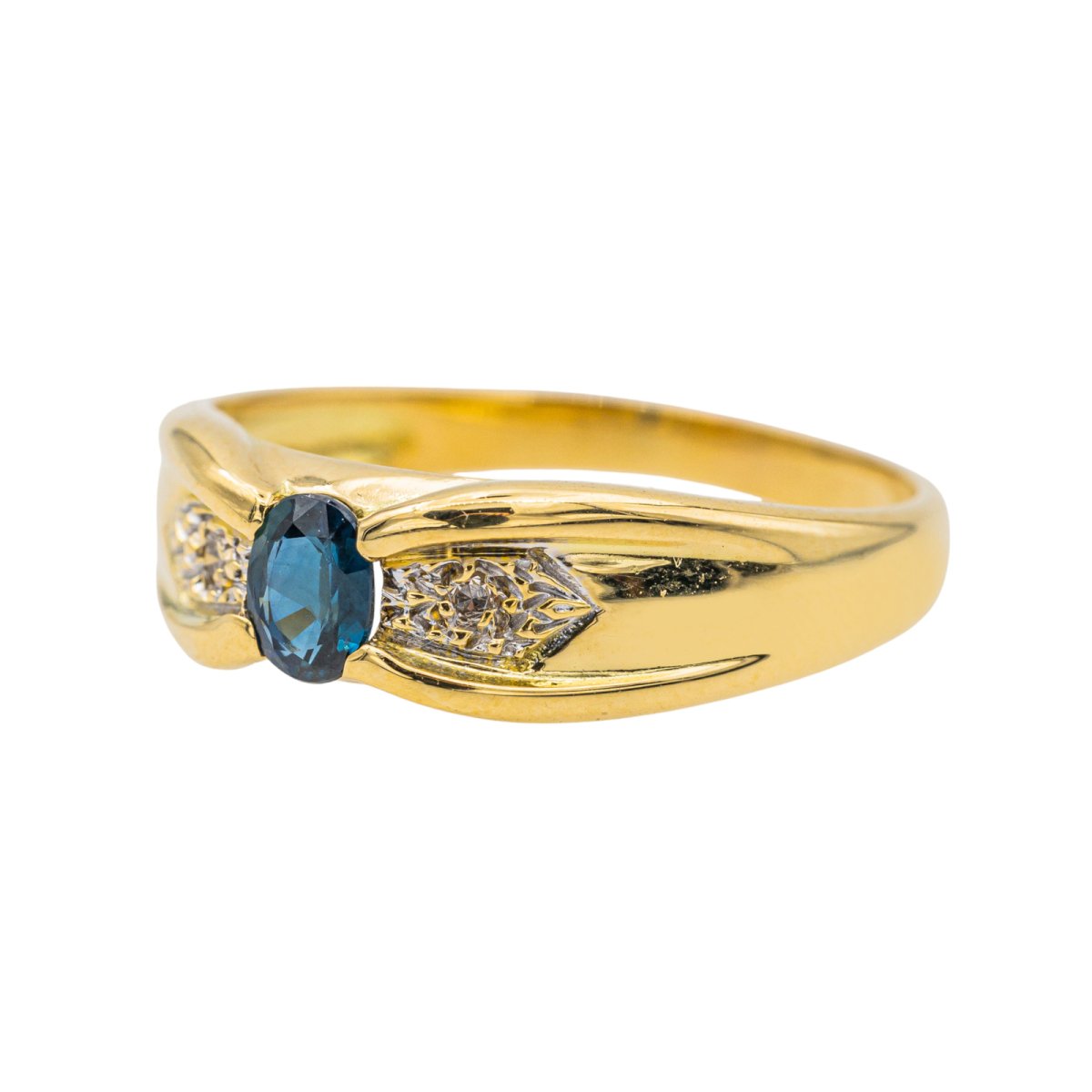 Bague Or Jaune avec Saphir et Diamants - Castafiore