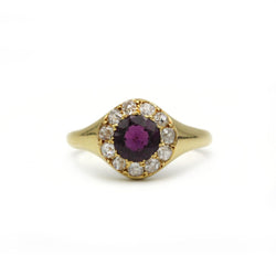 Bague - Or jaune, Diamants & Grenat - Castafiore