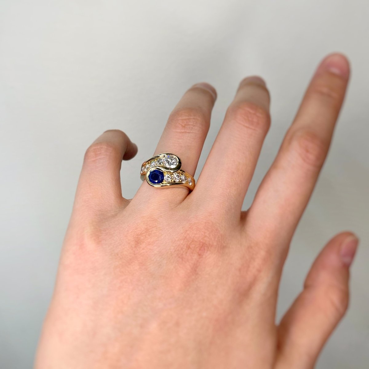 Bague - Or jaune, Diamants & Saphir - Castafiore