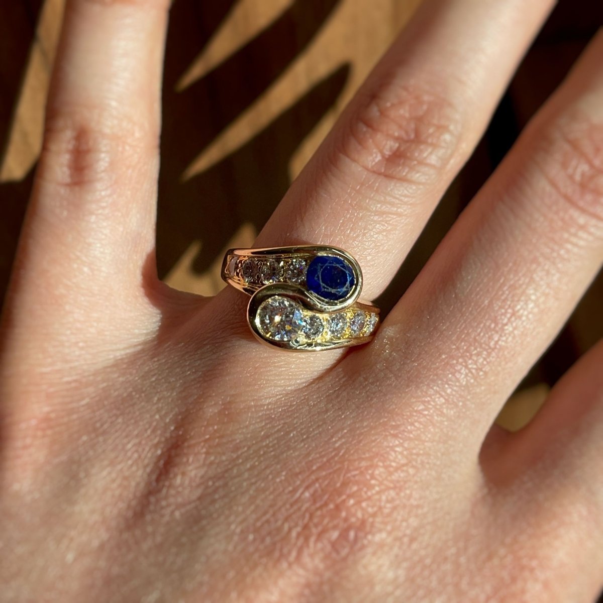 Bague - Or jaune, Diamants & Saphir - Castafiore