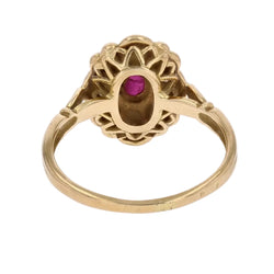 Bague or jaune d'occasion rubis diamants - Castafiore